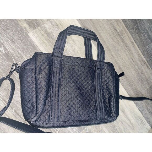 VERA BRADLEY MEDIUM BLACK QUILTED DUAL HANDLE SHOULDER BAG - Picture 3 of 7
